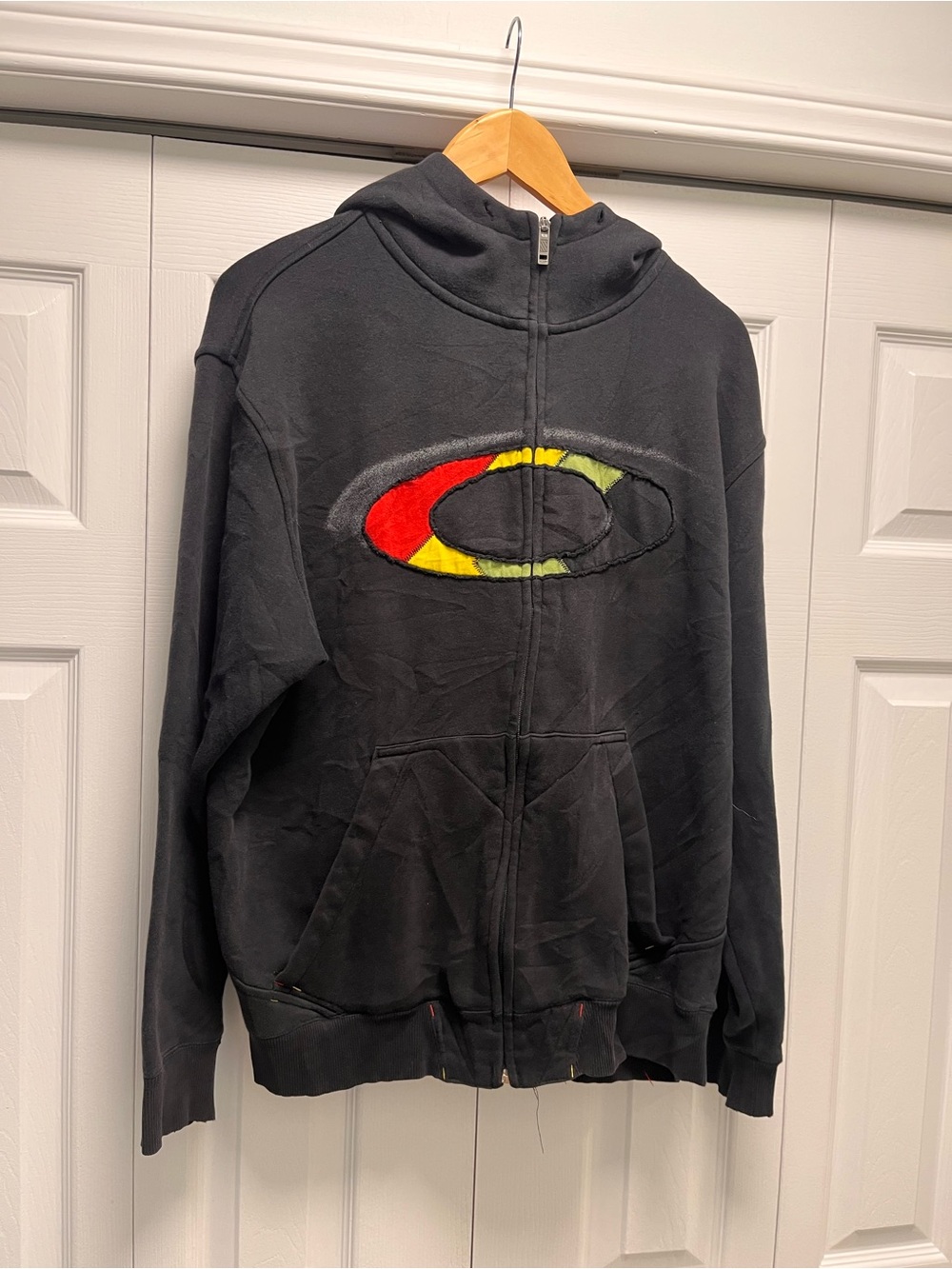 2000s Oakley zip up sweater with Red & Yellow Logo